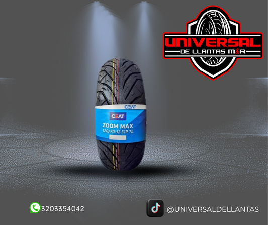 LLANTA CEAT 120/70-12 ZOOM MAX TL